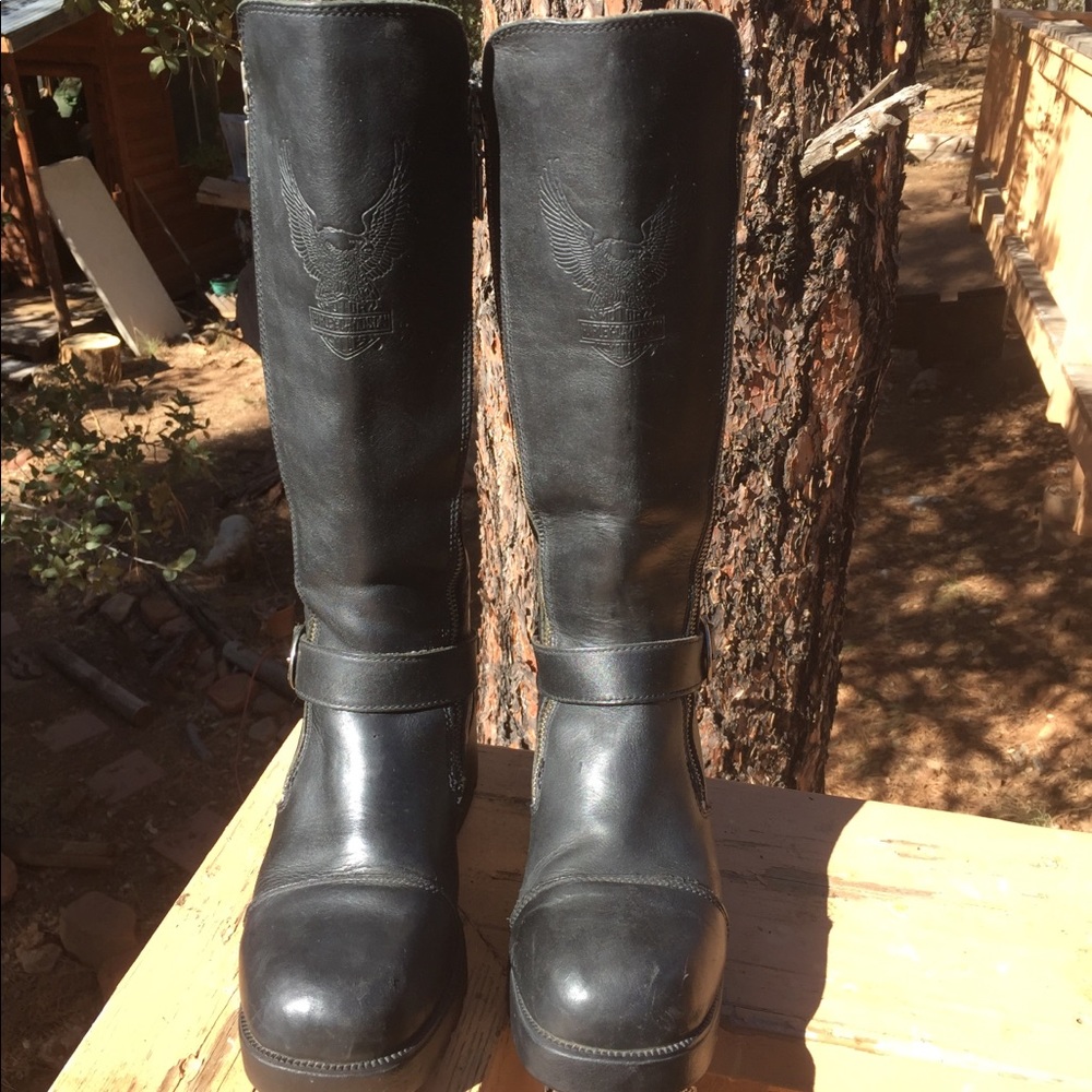 Harley Davidson Black Leather Motorcycle Boots